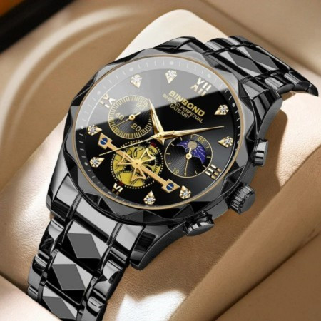 Chronograph no active Watch For Men Stainless Steel Wristwatches-Full Black